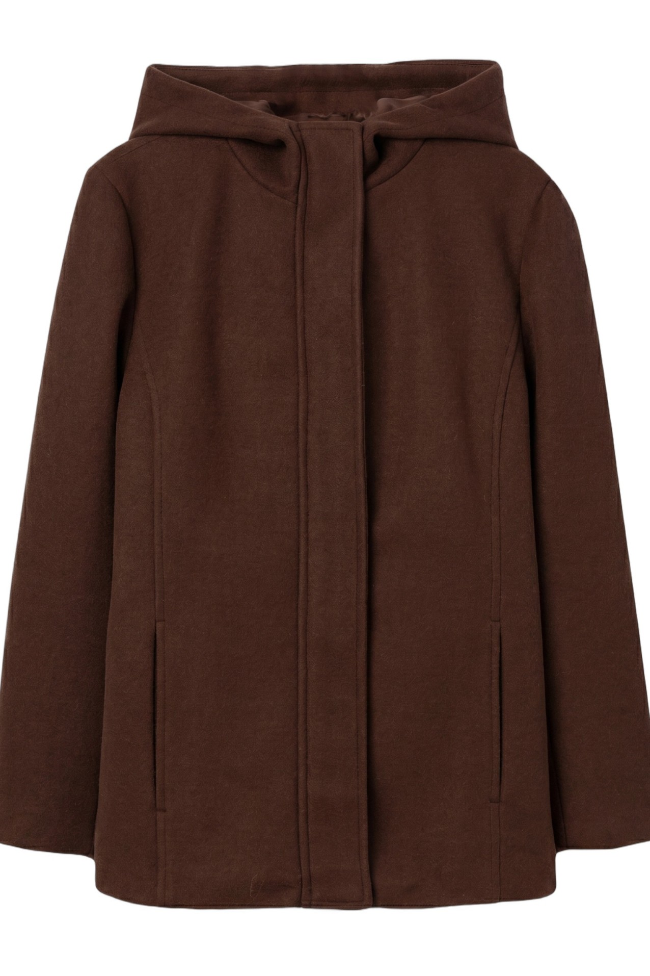 Loose Dark Brown Hooded Coat