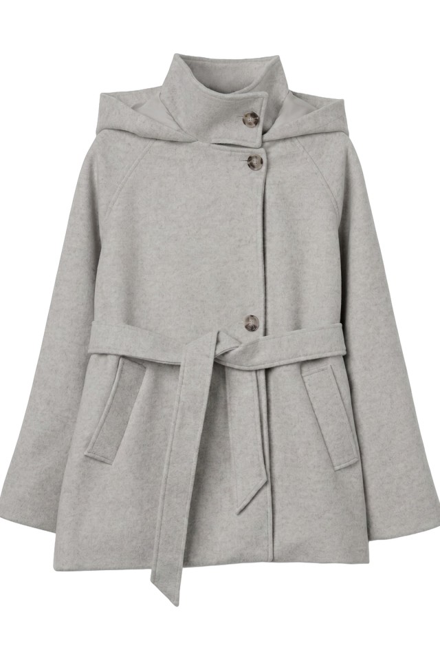 Grey Hooded Belted Coat Grey Hooded Belted Coat