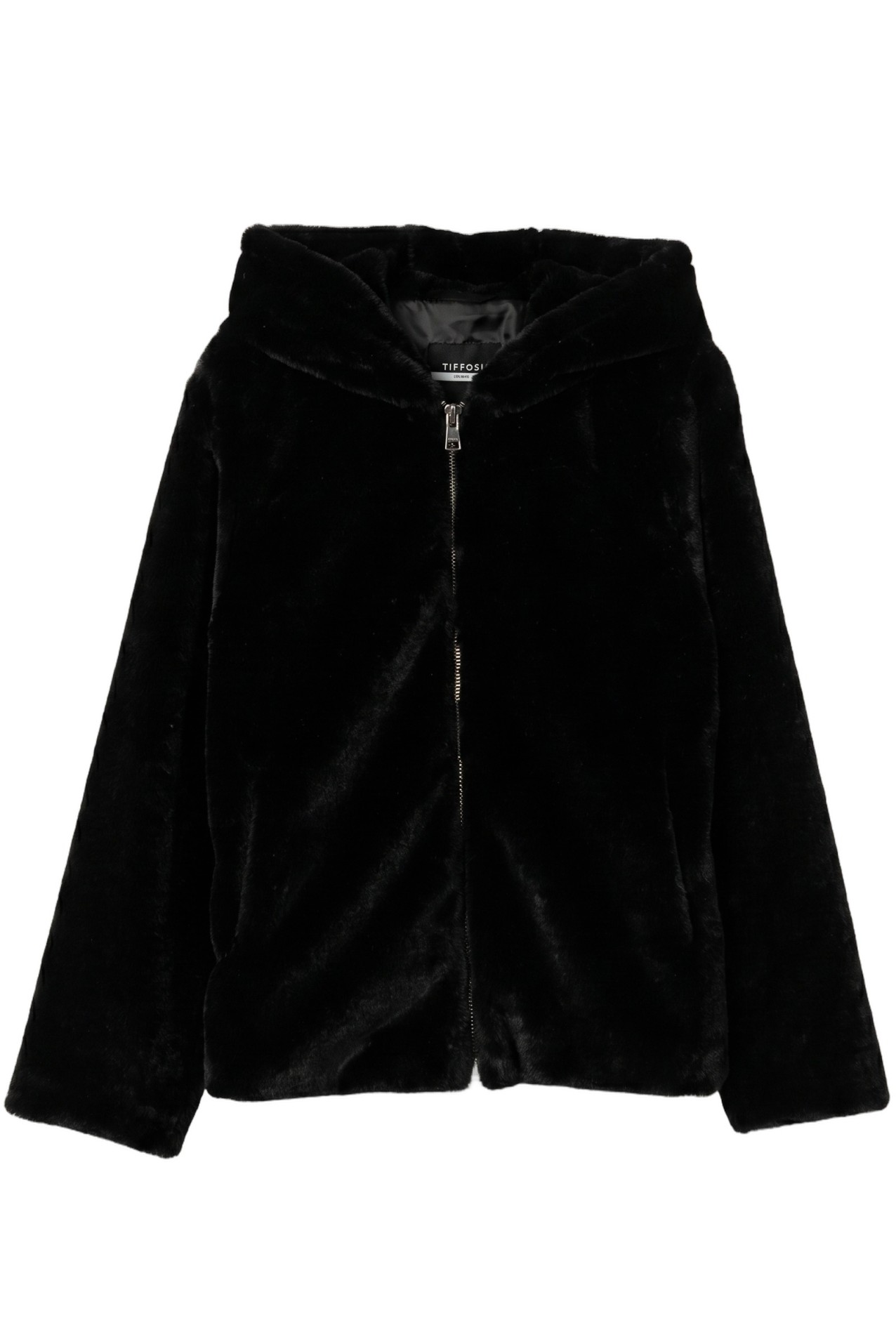 Casaco preto cropped capuz
