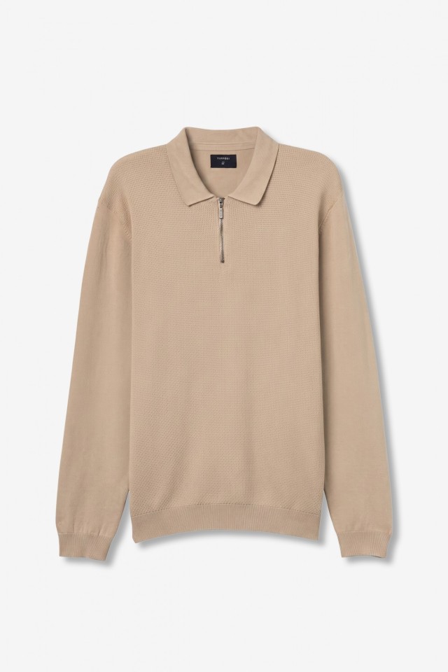 Beige Zip Collar Jumper Beige Zip Collar Jumper