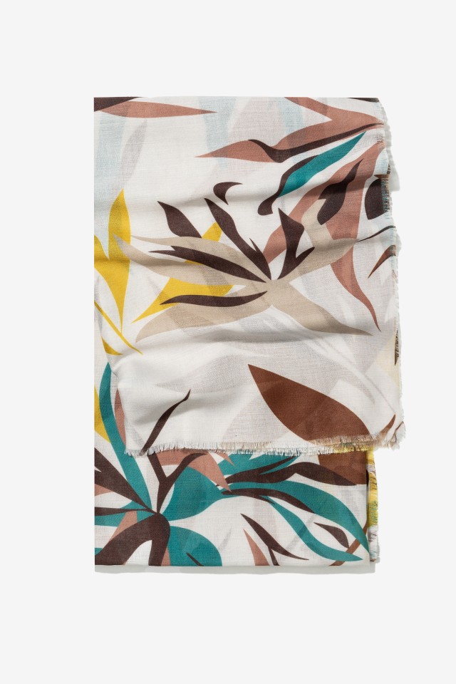 Len�o Castanho Estampado Folhas