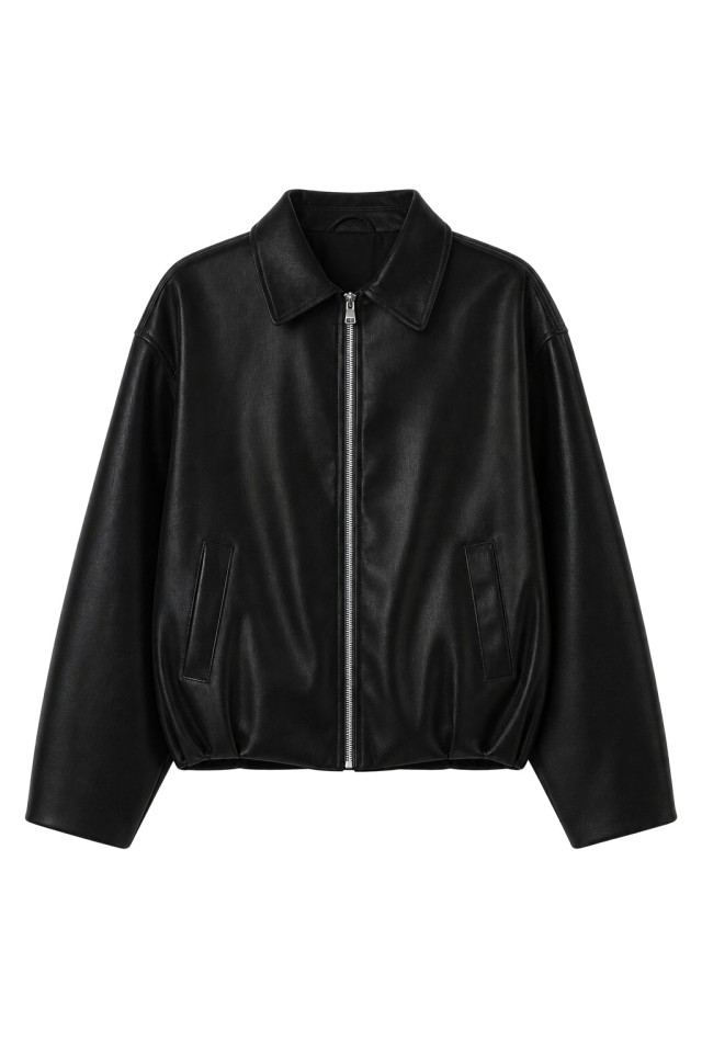 Black Leather-Effect Jacket