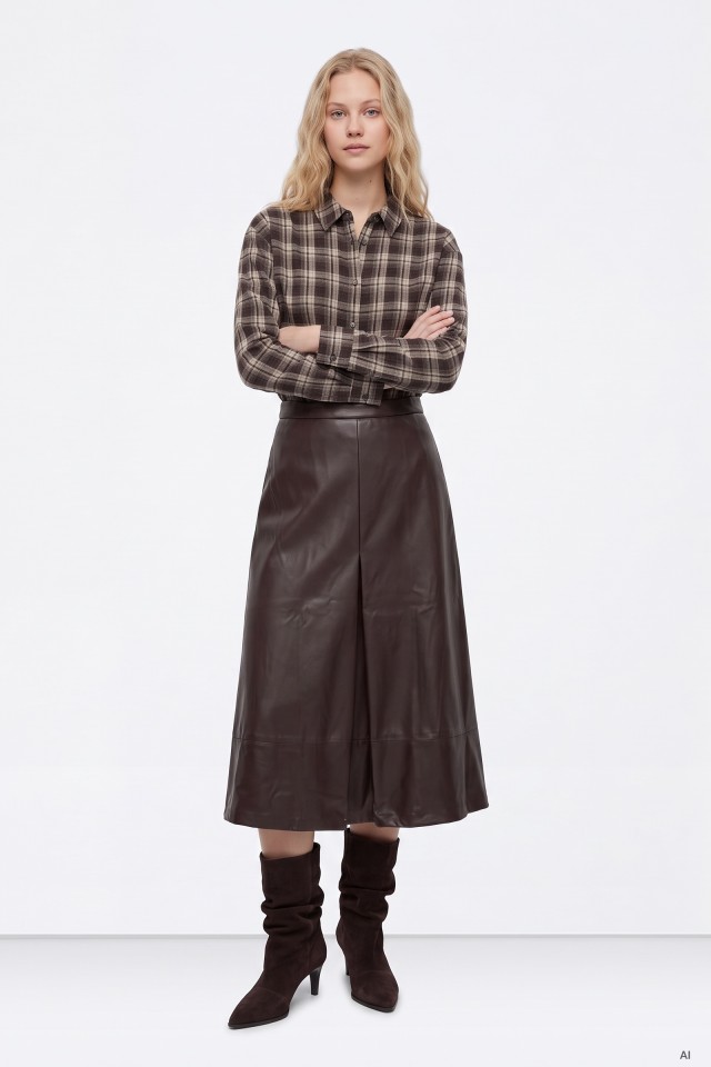 Chocolate Brown Midi Skirt