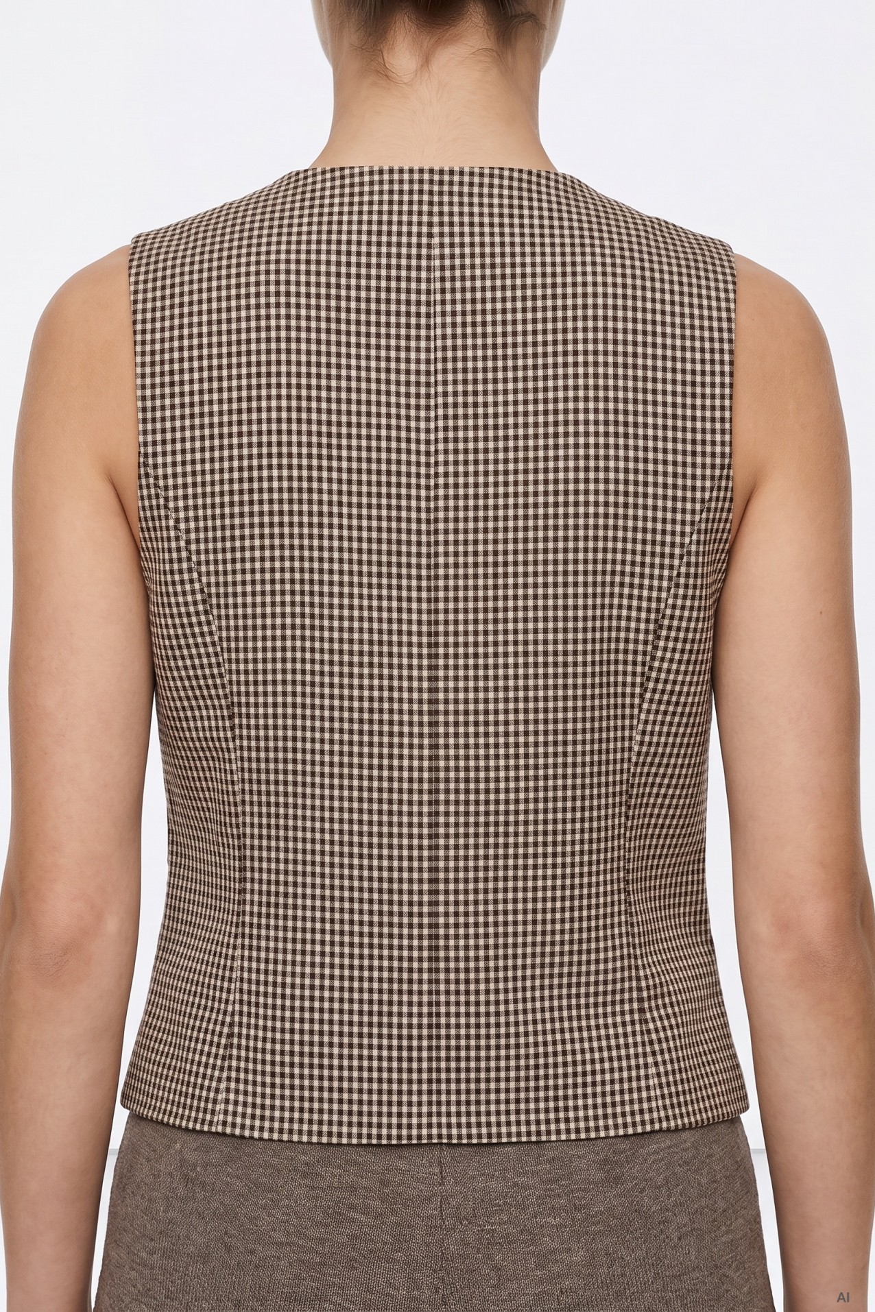 Beige Checked Vest