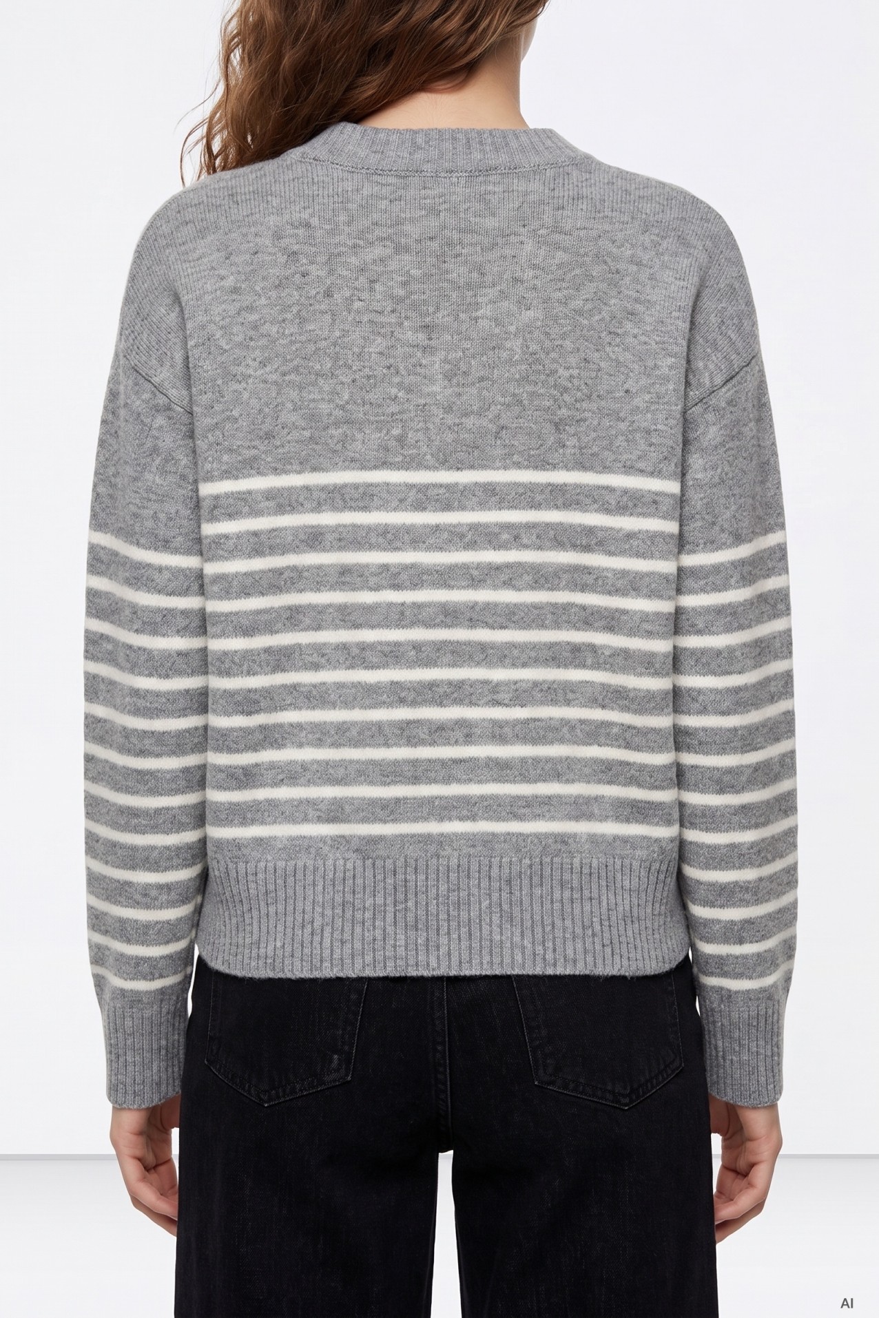 Grey M�lange V-Neck Sweater