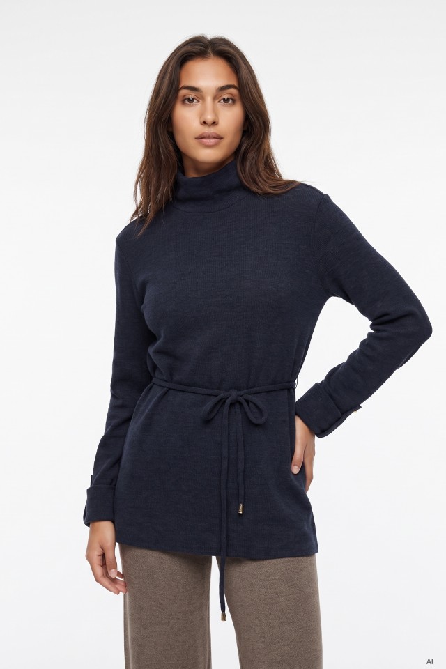 Women�s Navy Tie-Waist Top
