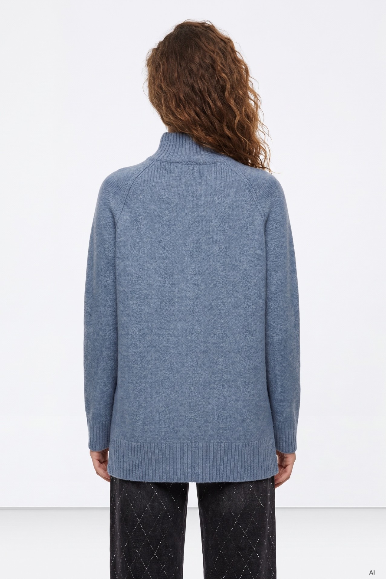 Camisola Azul de Gola Alta