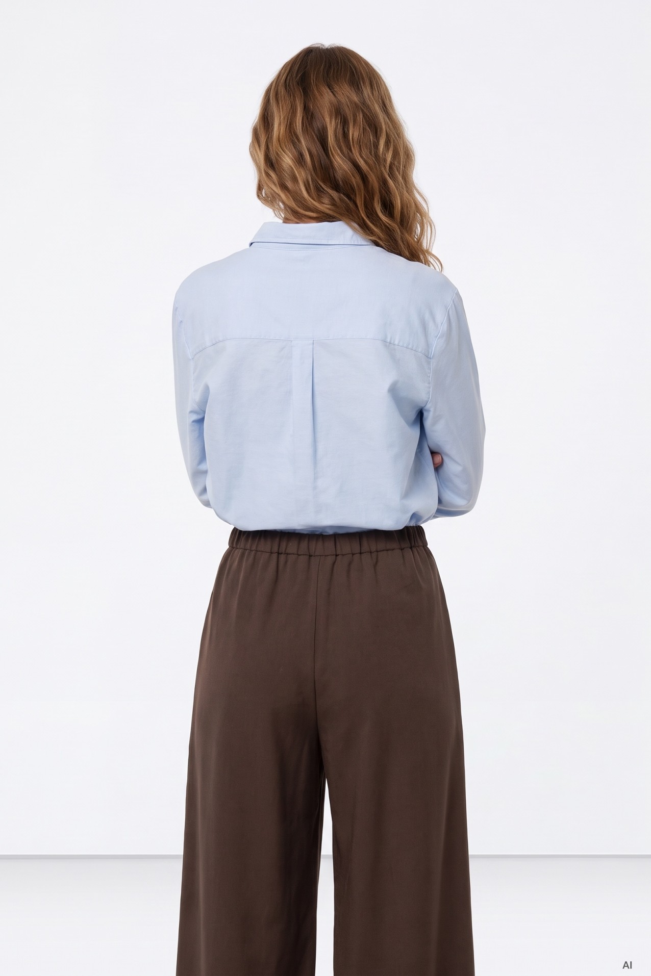 Camisa azul de manga larga