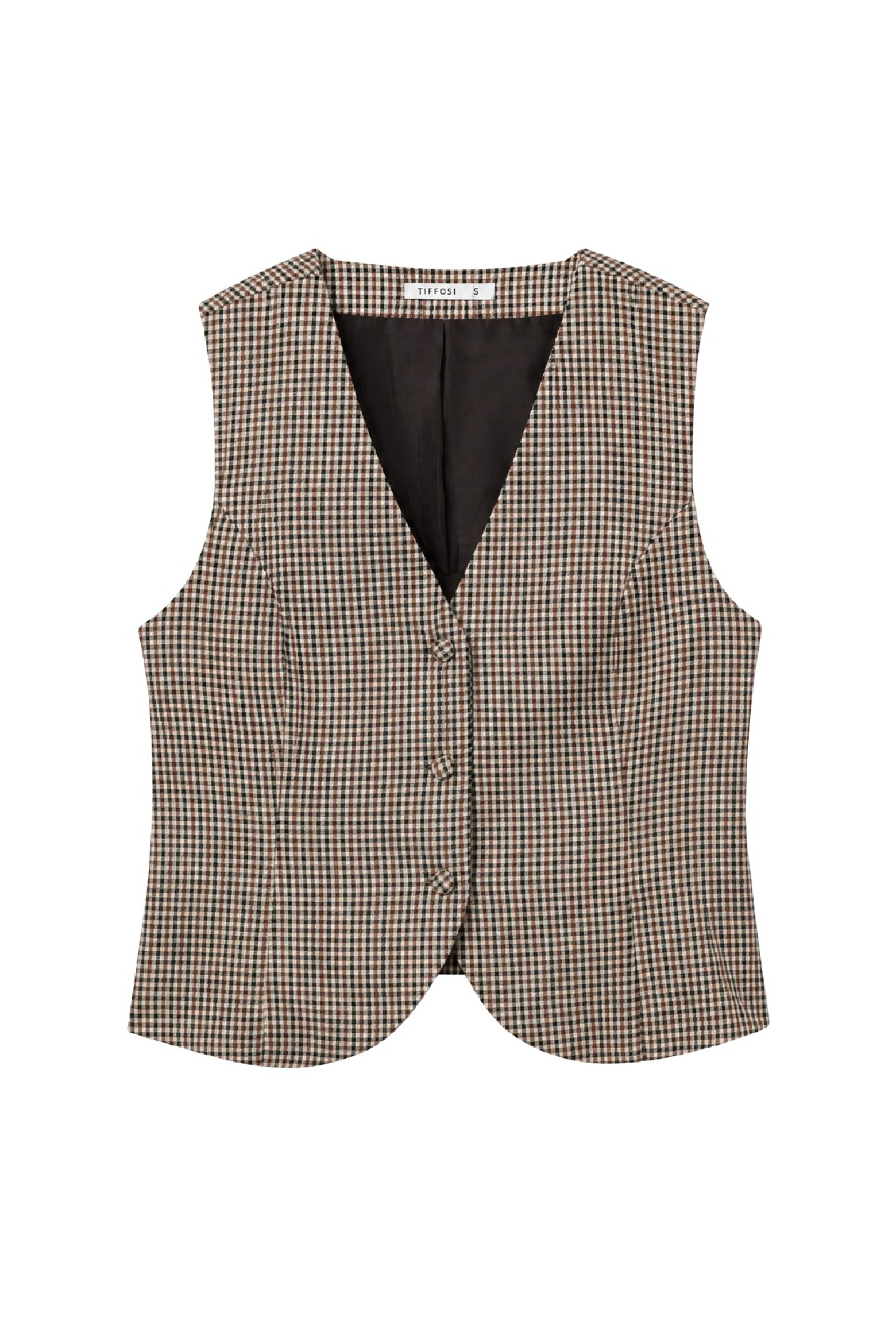 Beige Checked Vest
