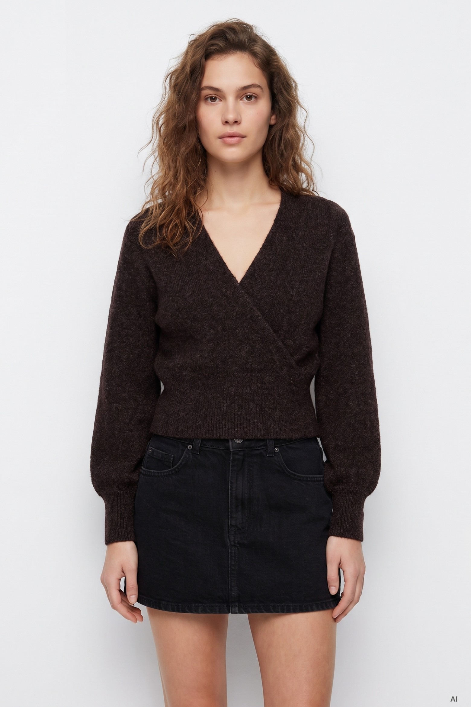 Dark Brown Cropped Sweater