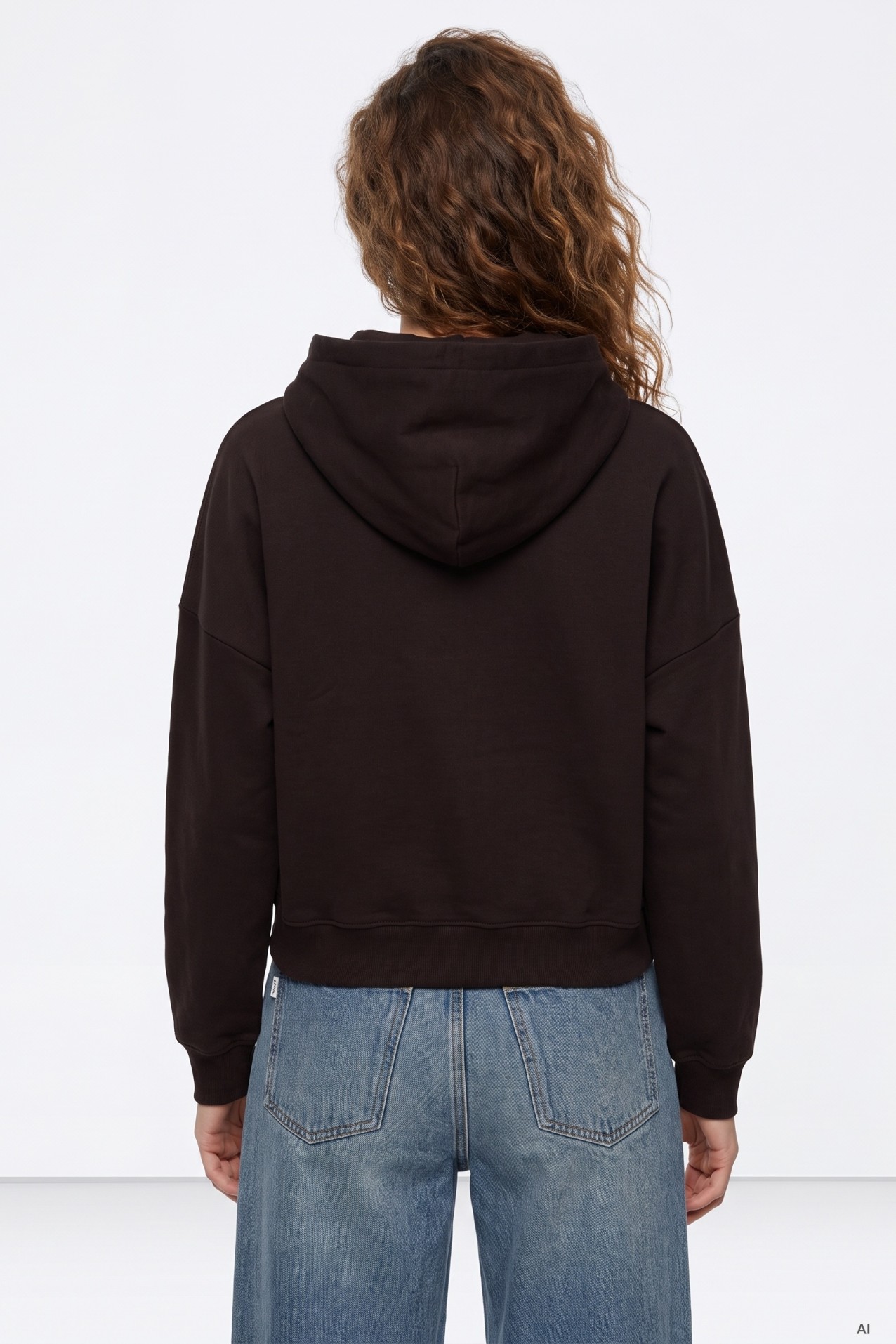 Dark Brown Cropped Hoodie