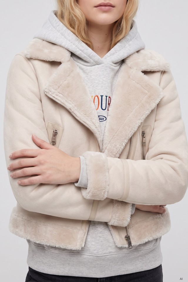Beige Cropped Jacket