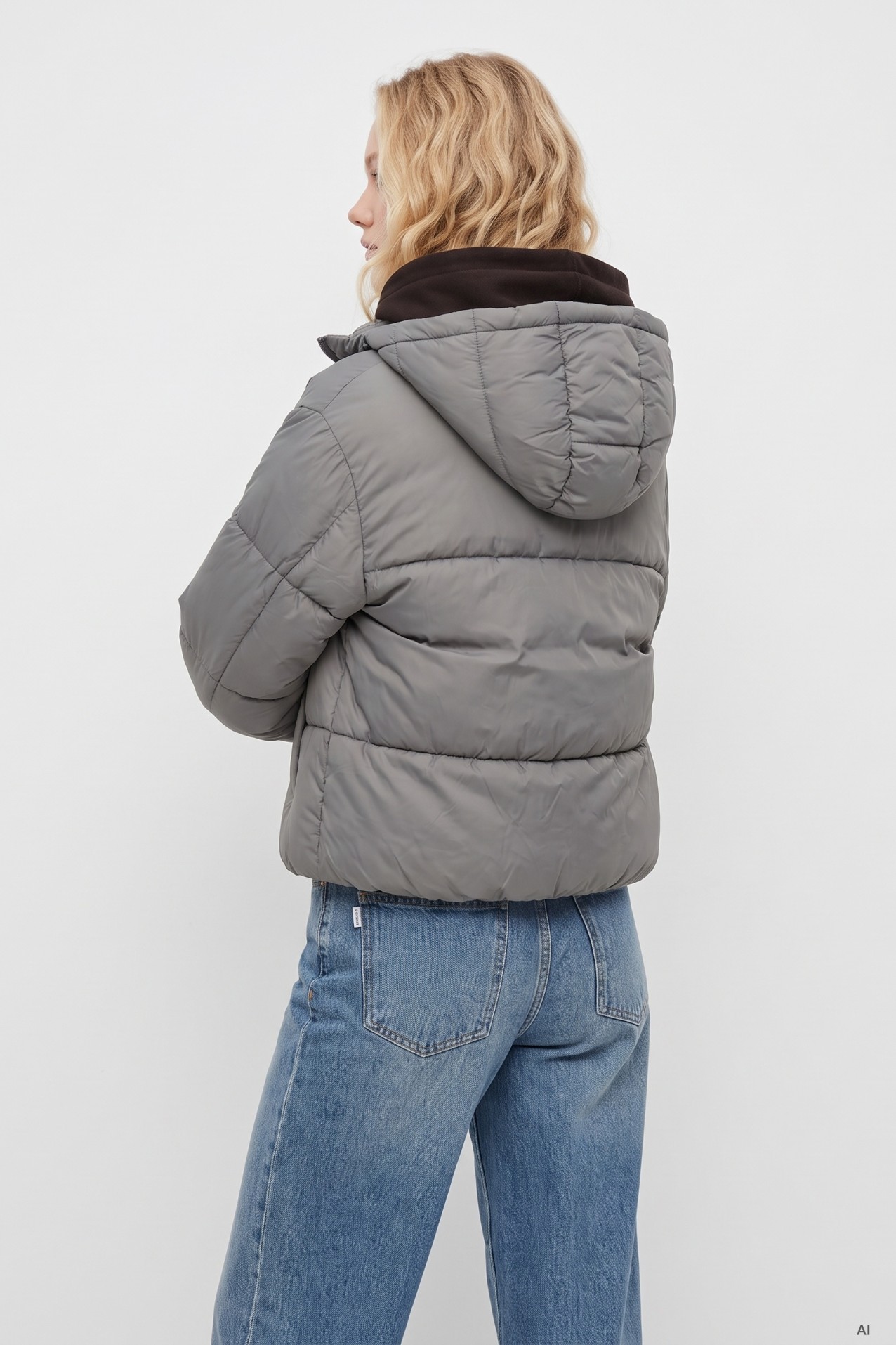 Grey Melange Puffer Jacket