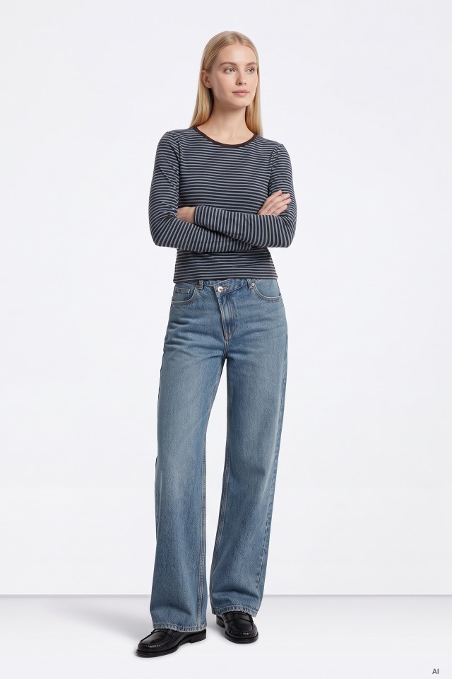 Jeans femeninos de pierna ancha