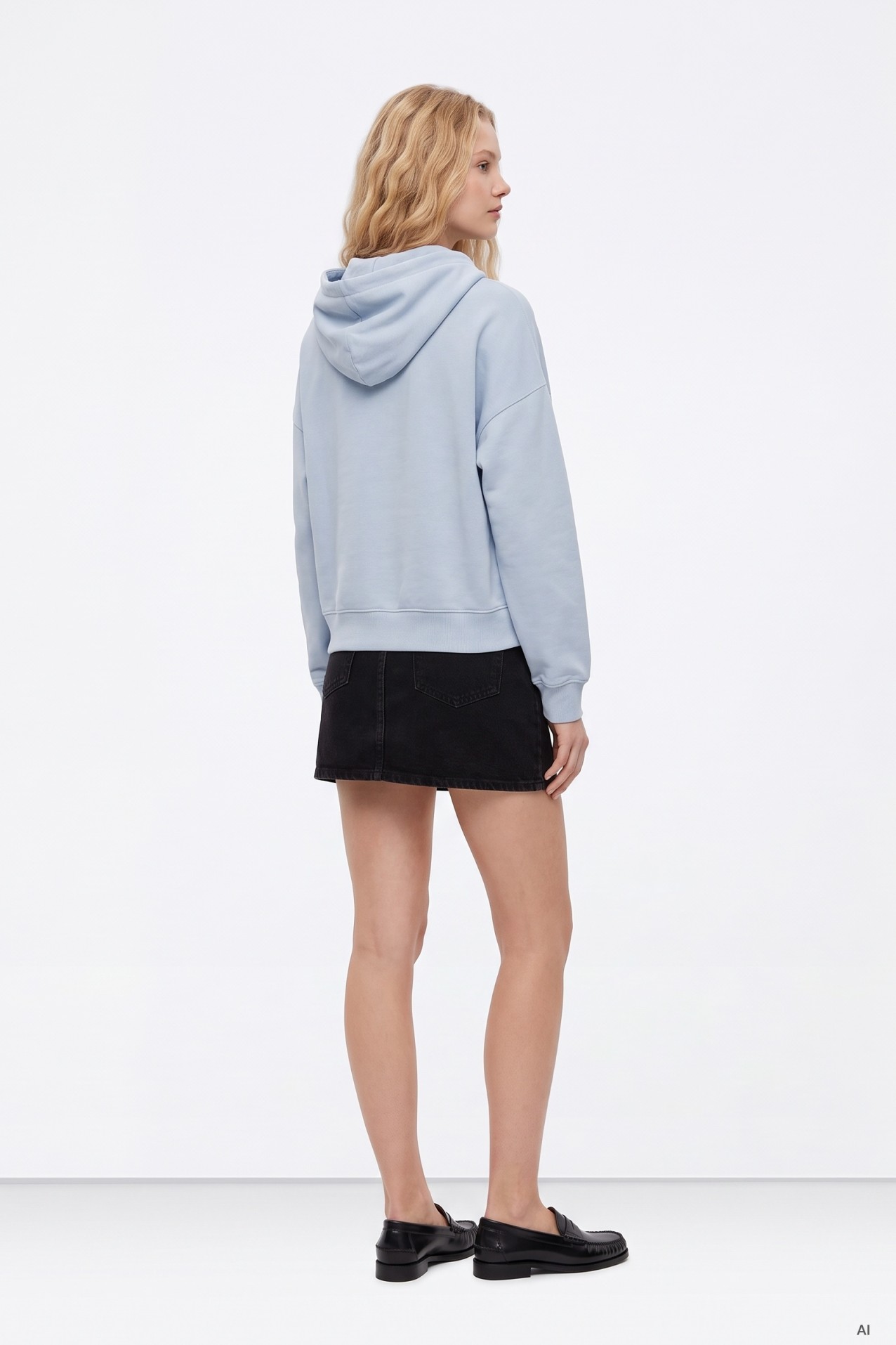 Black Denim Mini Skirt