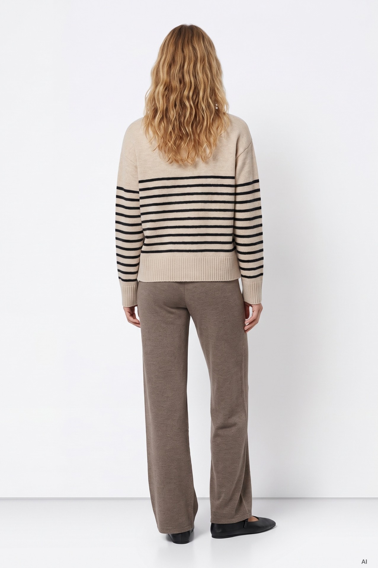 Beige Wide-Leg Trousers
