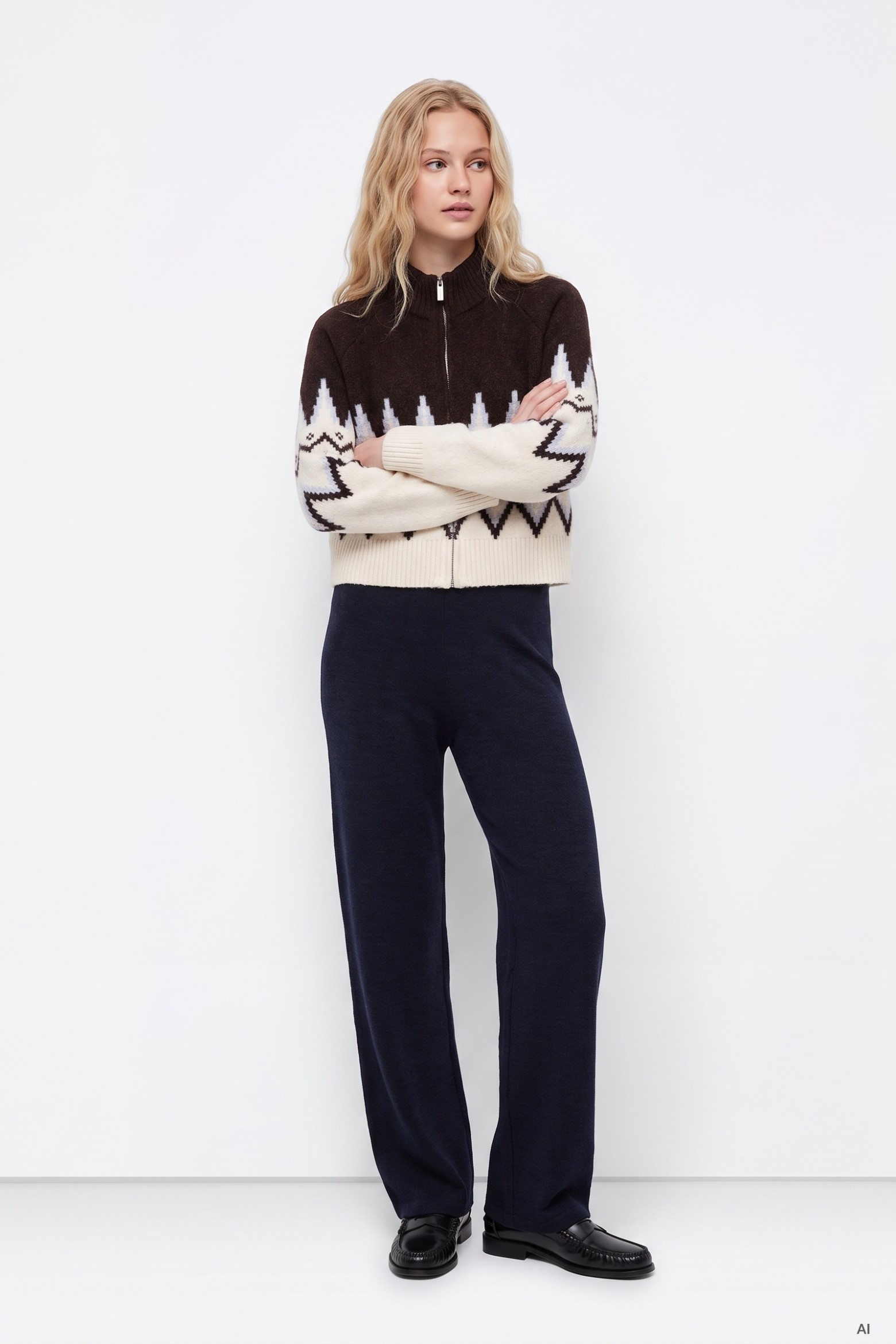Pantalón azul de pierna ancha