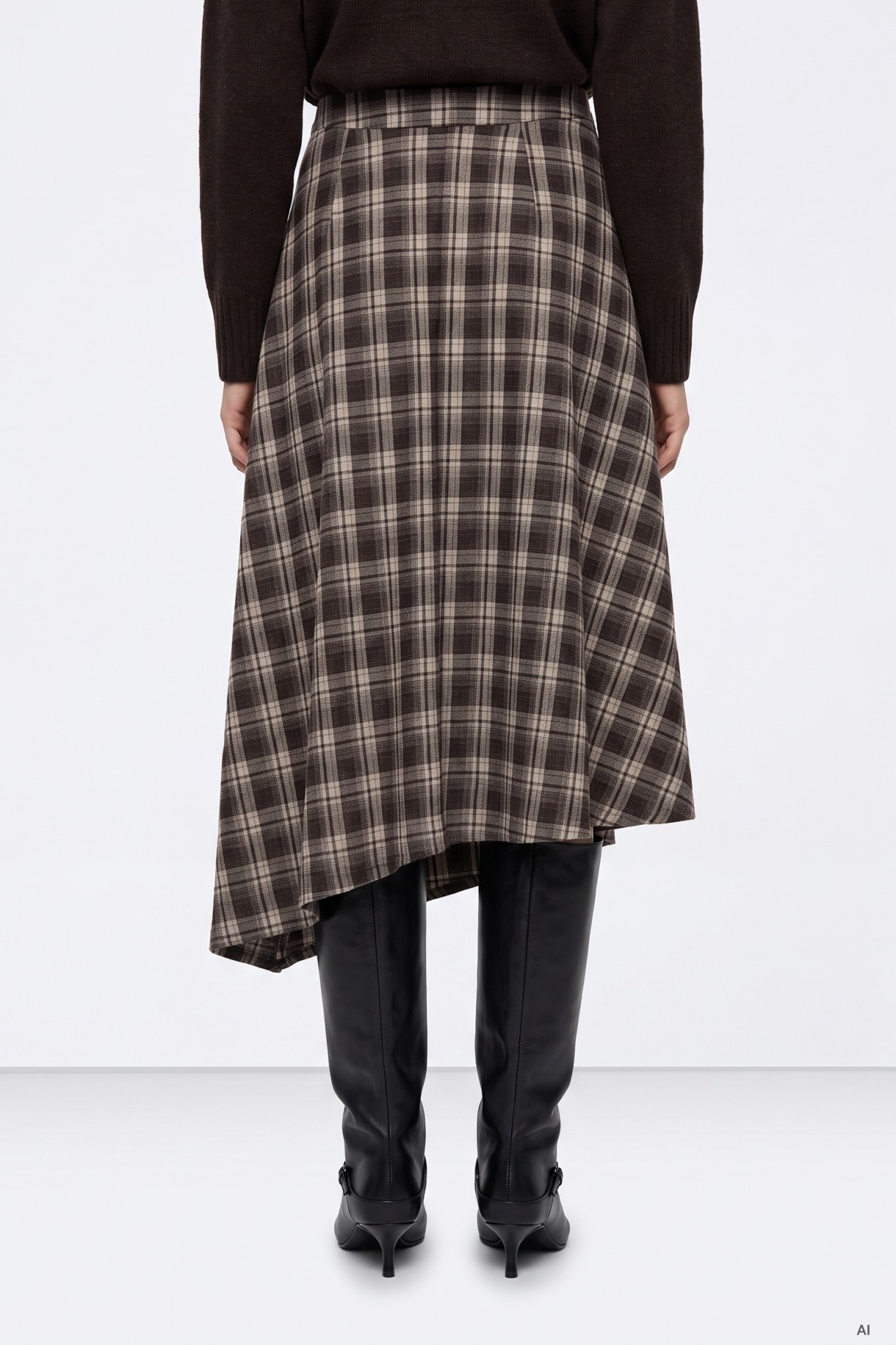 Chocolate Plaid Skirt
