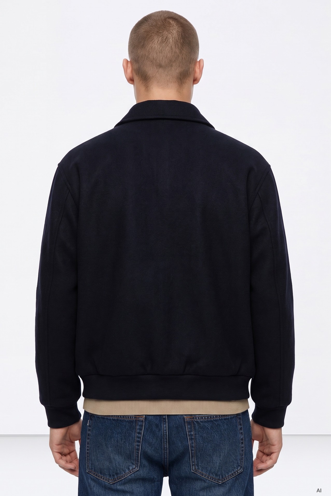 Casaco preto de gola cl�ssica