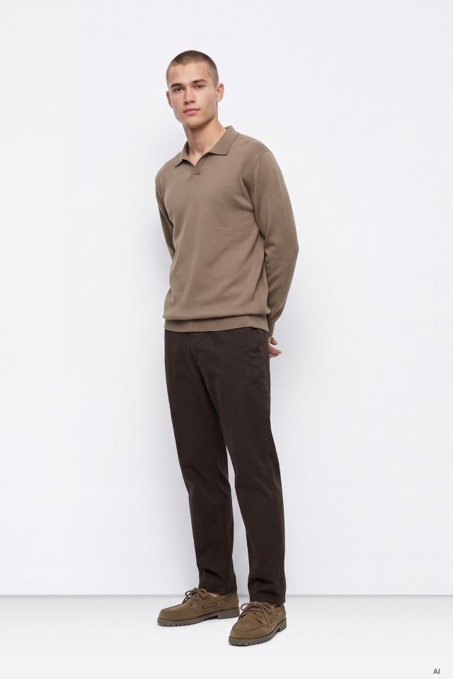 Dark Brown Relaxed-Fit Trousers