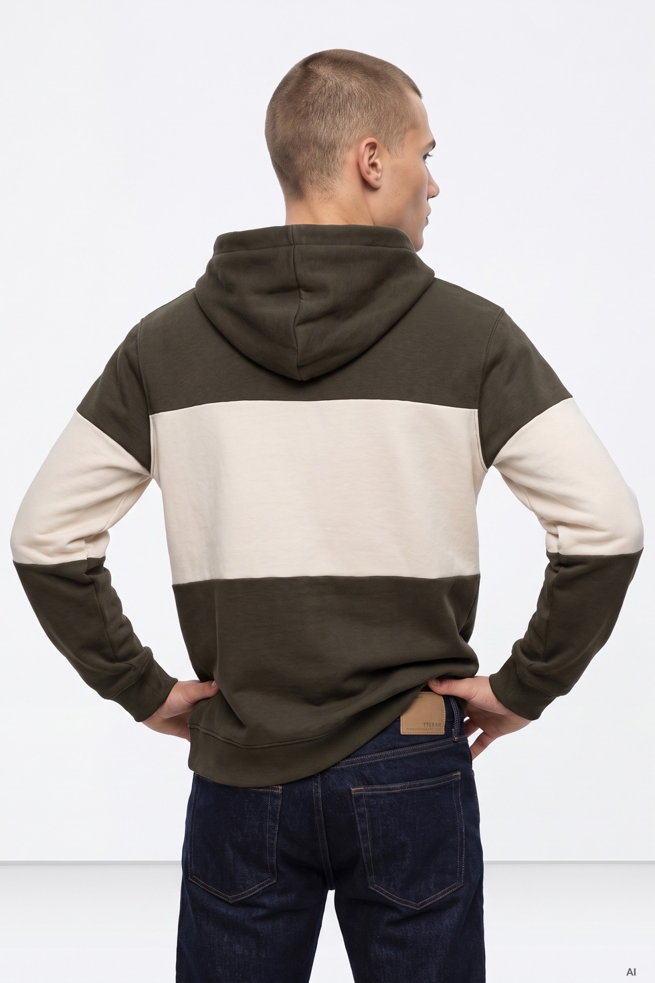 Color-Block Green Hoodie
