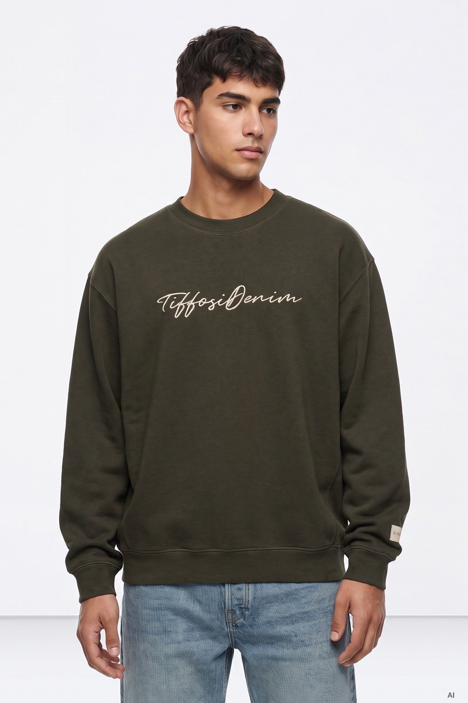 Sudadera verde masculina
