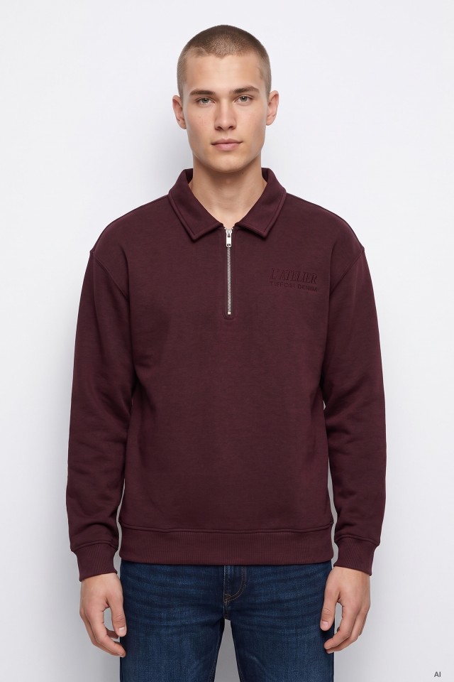 Burgundy Long-Sleeve Polo