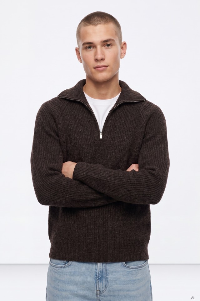 Dark Brown Quarter-Zip Sweater Dark Brown Quarter-Zip Sweater