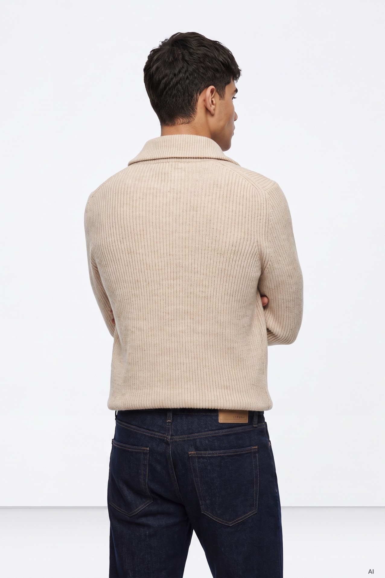 Beige Quarter-Zip Sweater