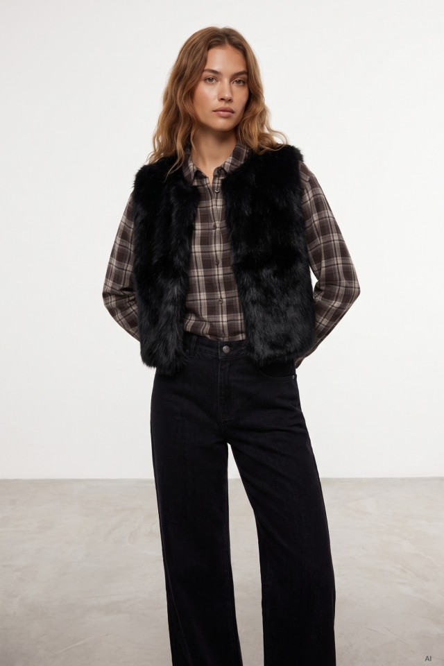 Black Faux Fur Vest Black Faux Fur Vest