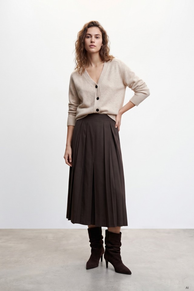 Chocolate Pleated Midi Skirt Chocolate Pleated Midi Skirt