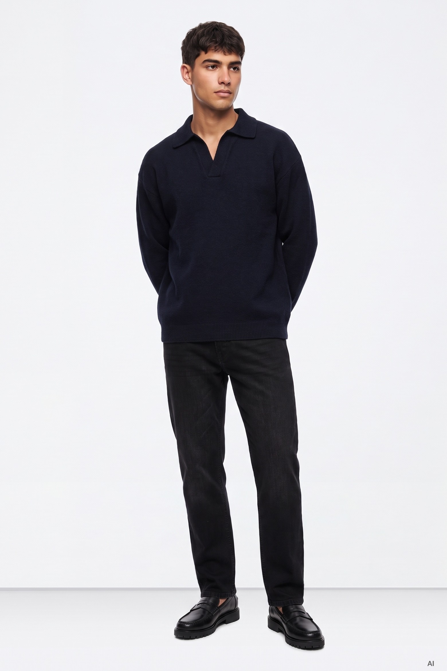 Black Straight-Leg Jeans