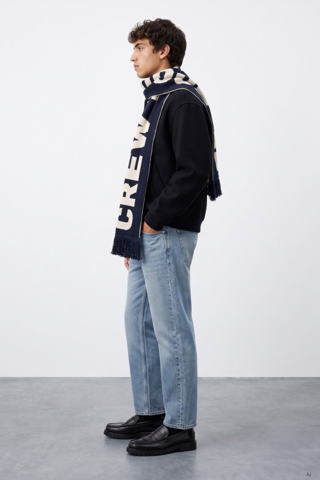 Navy Blue Lettered Scarf Navy Blue Lettered Scarf
