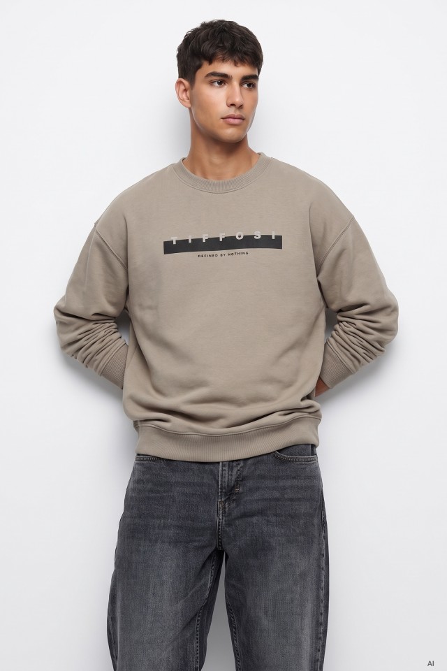 Beige Graphic Sweatshirt