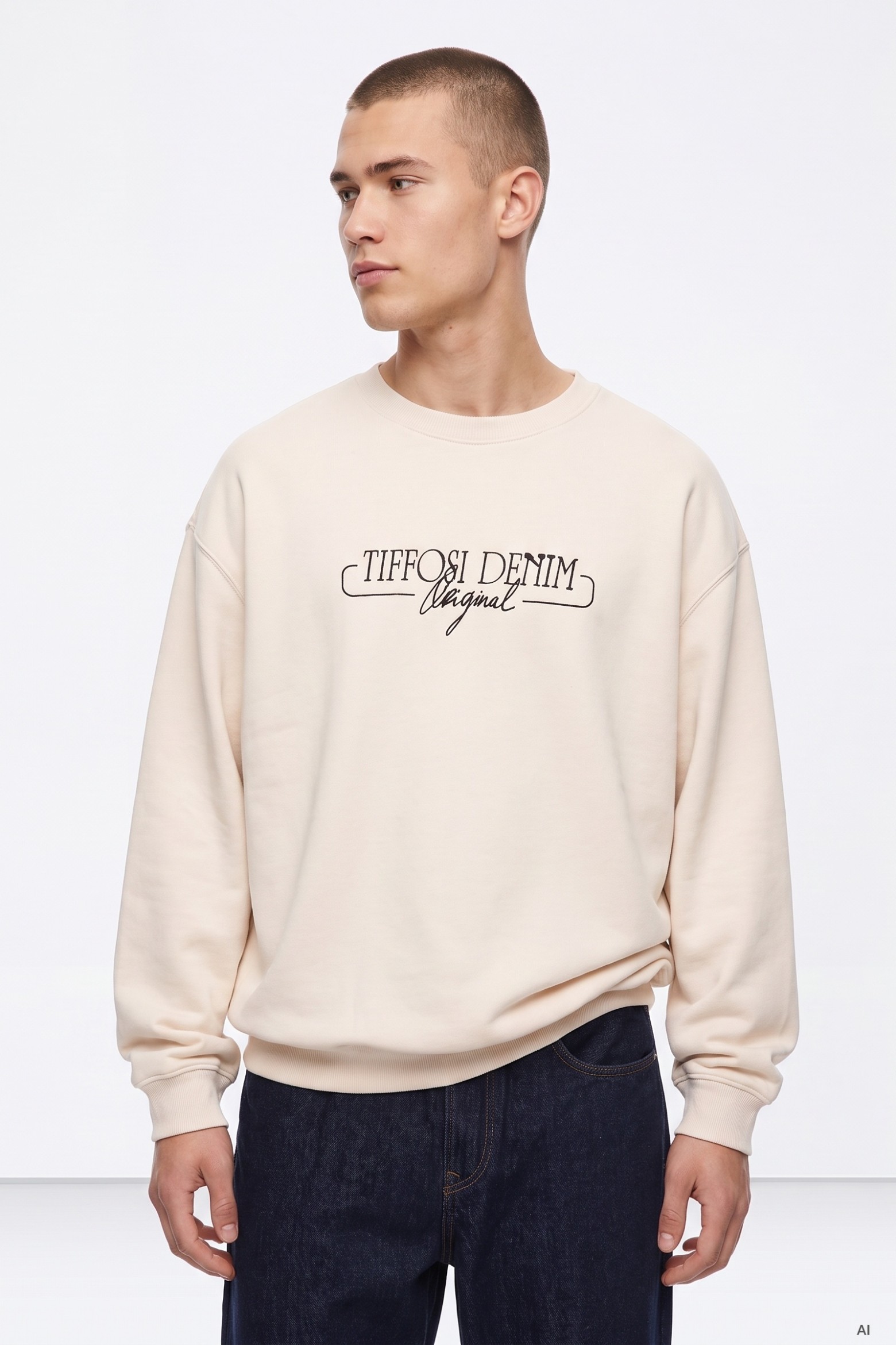 Sudadera beige con logo