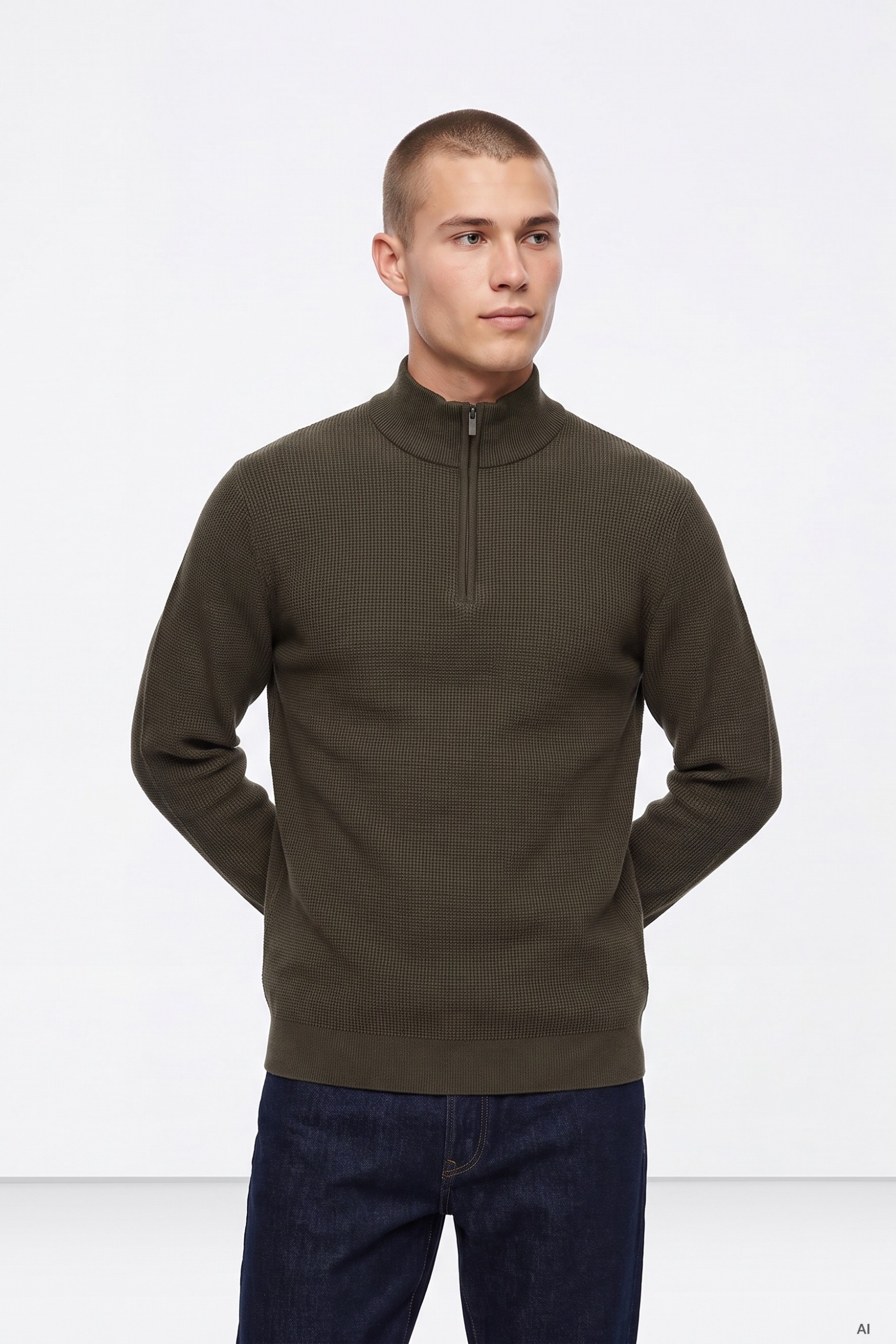Jersey marrón con cremallera