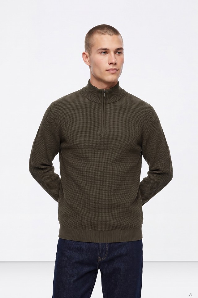Jersey marr�n con cremallera