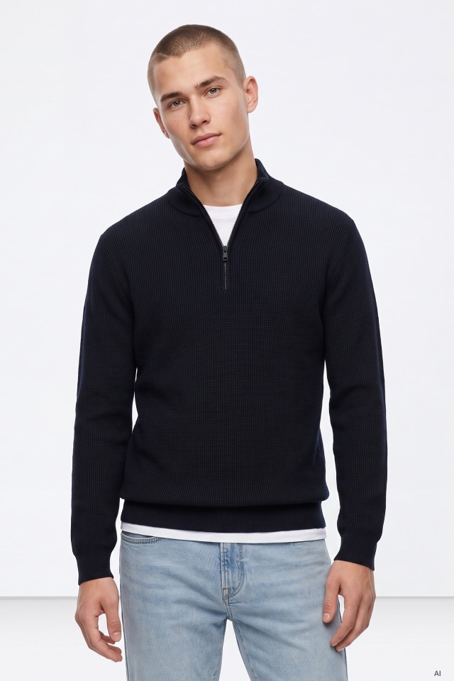 Men�s Ribbed Quarter-Zip Sweater