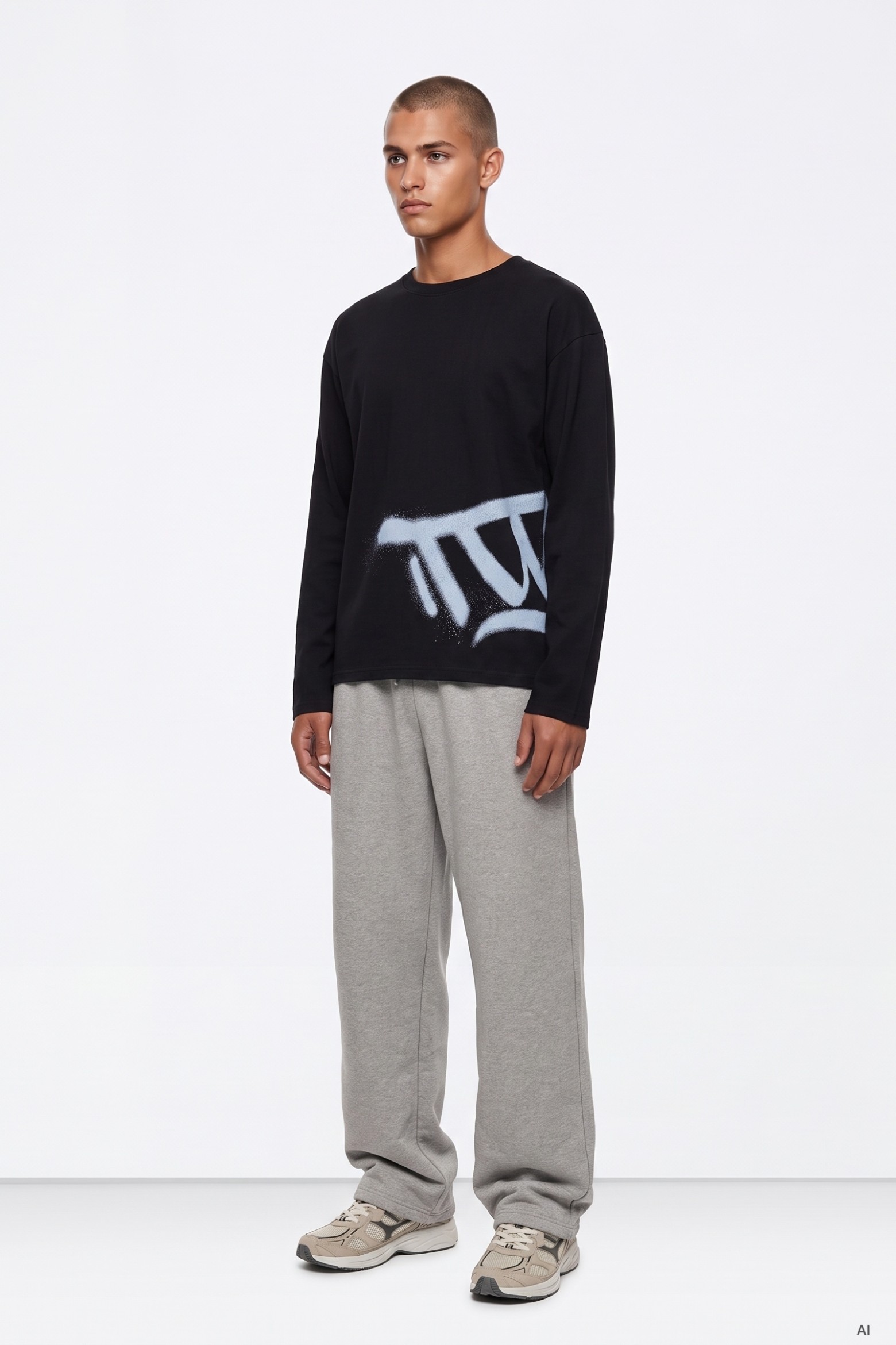 Grey Baggy Fit Trousers