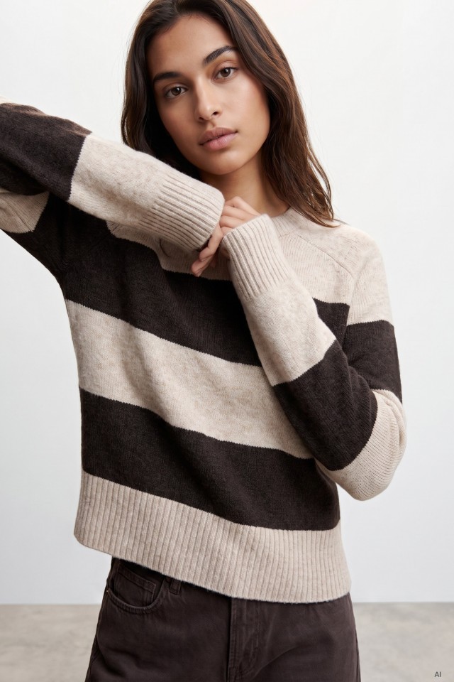 Camisola �s riscas castanhas