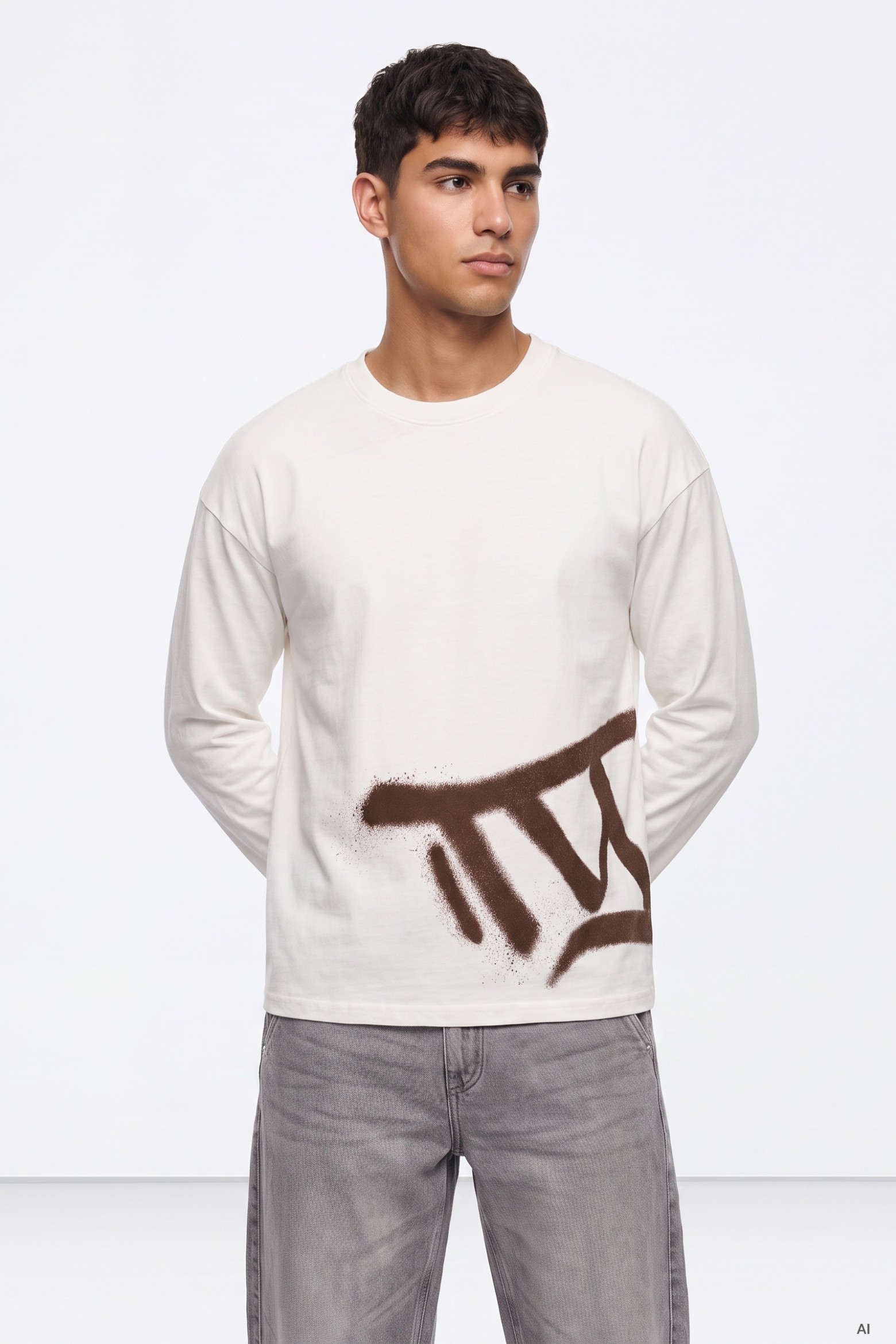 White Graffiti Long Sleeve Tee