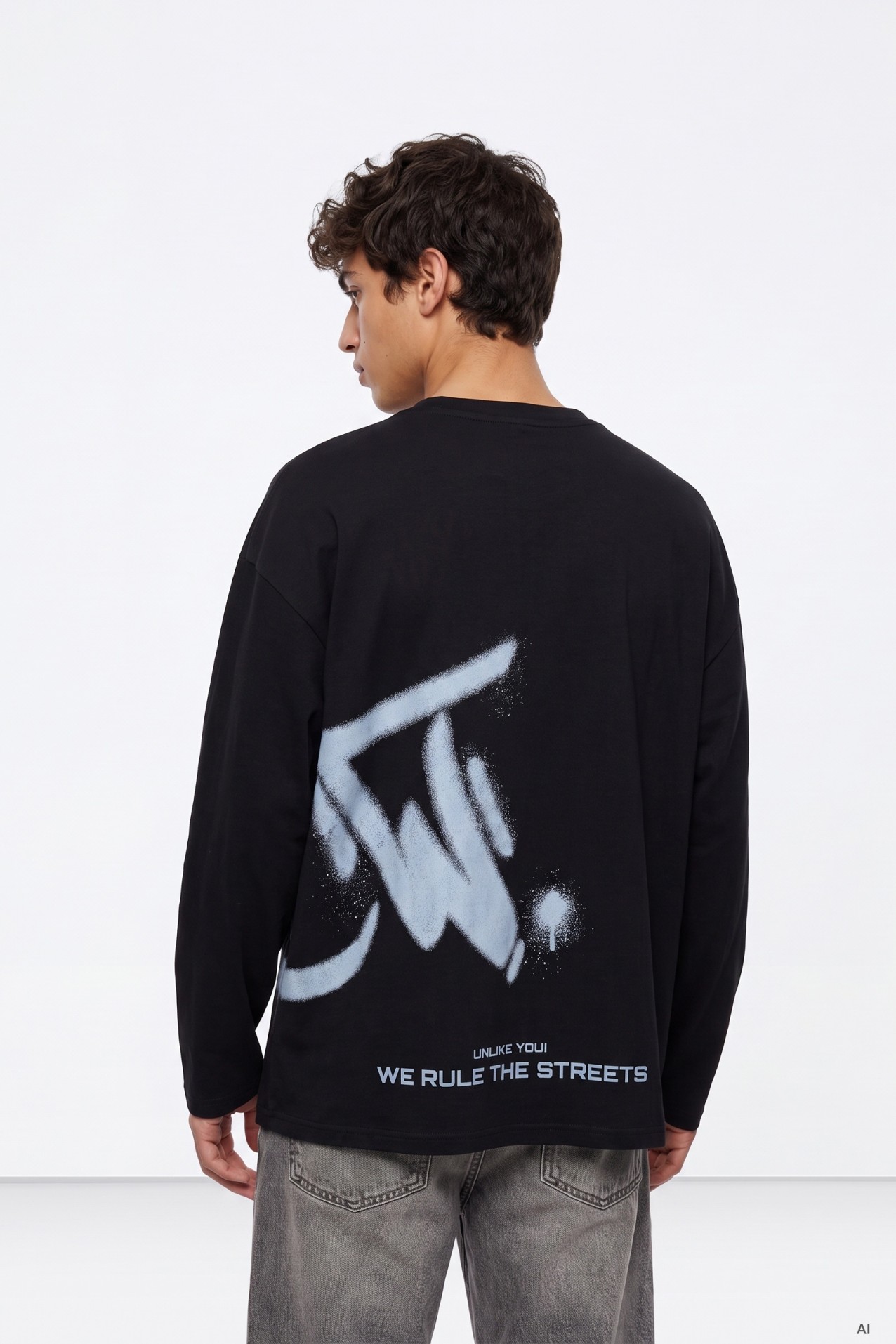 Long Sleeve Blue Graphic Tee