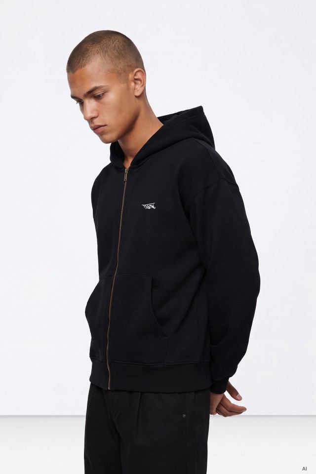 Black Zip-Up Hoodie