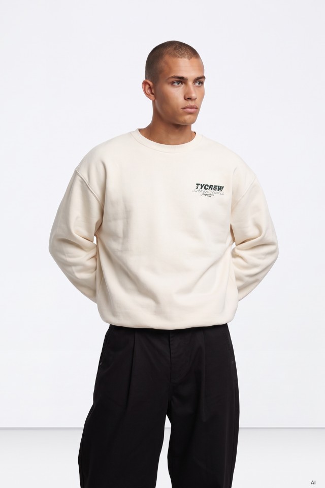 Beige Print Sweatshirt