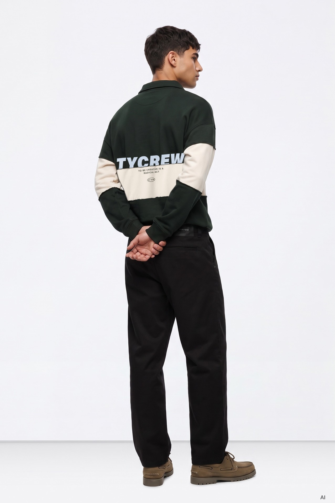 Green Colour-Block Sweatshirt