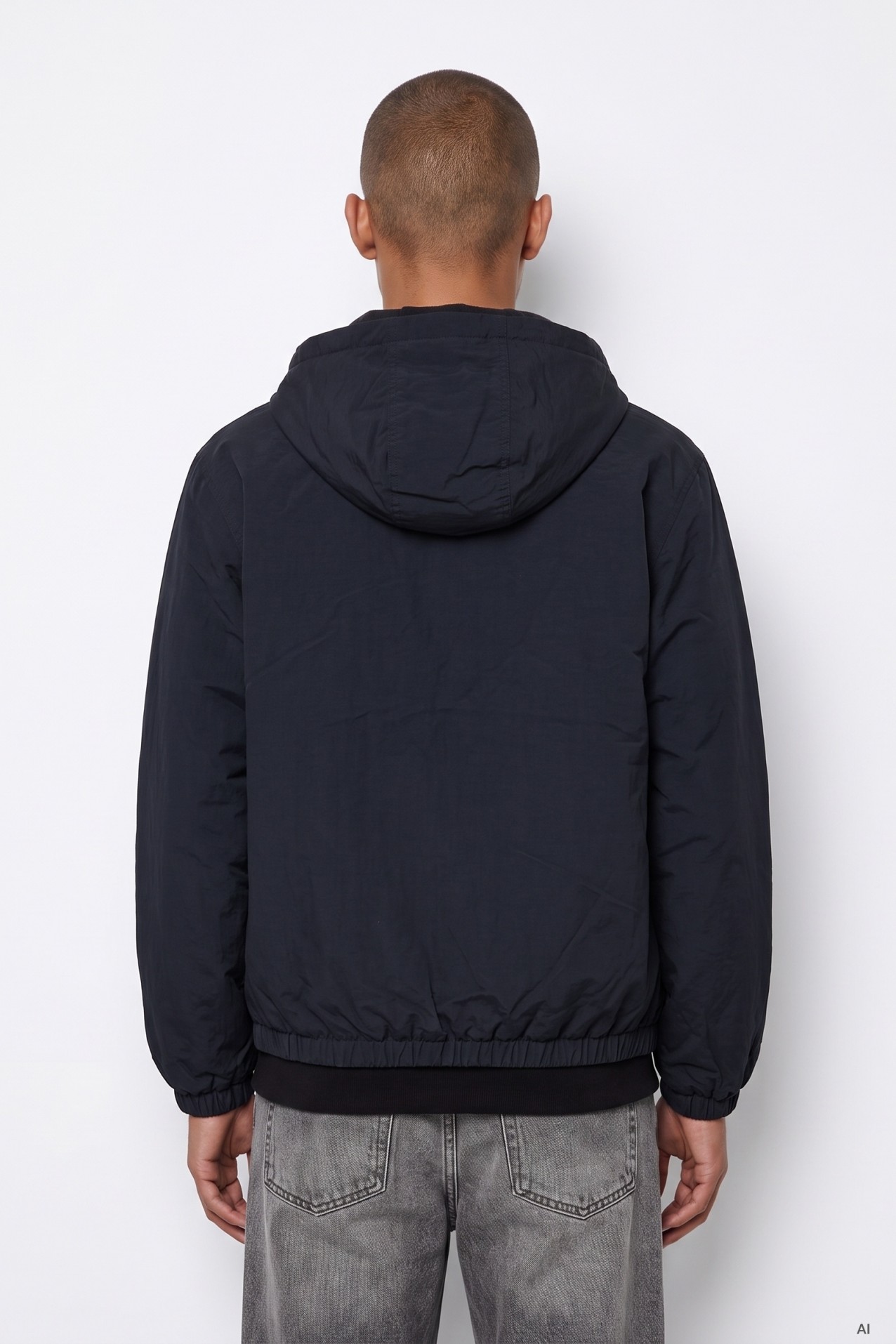 Blue Casual Hooded Jacket