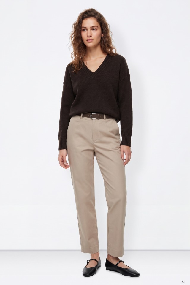 Pantalones beige rectos
