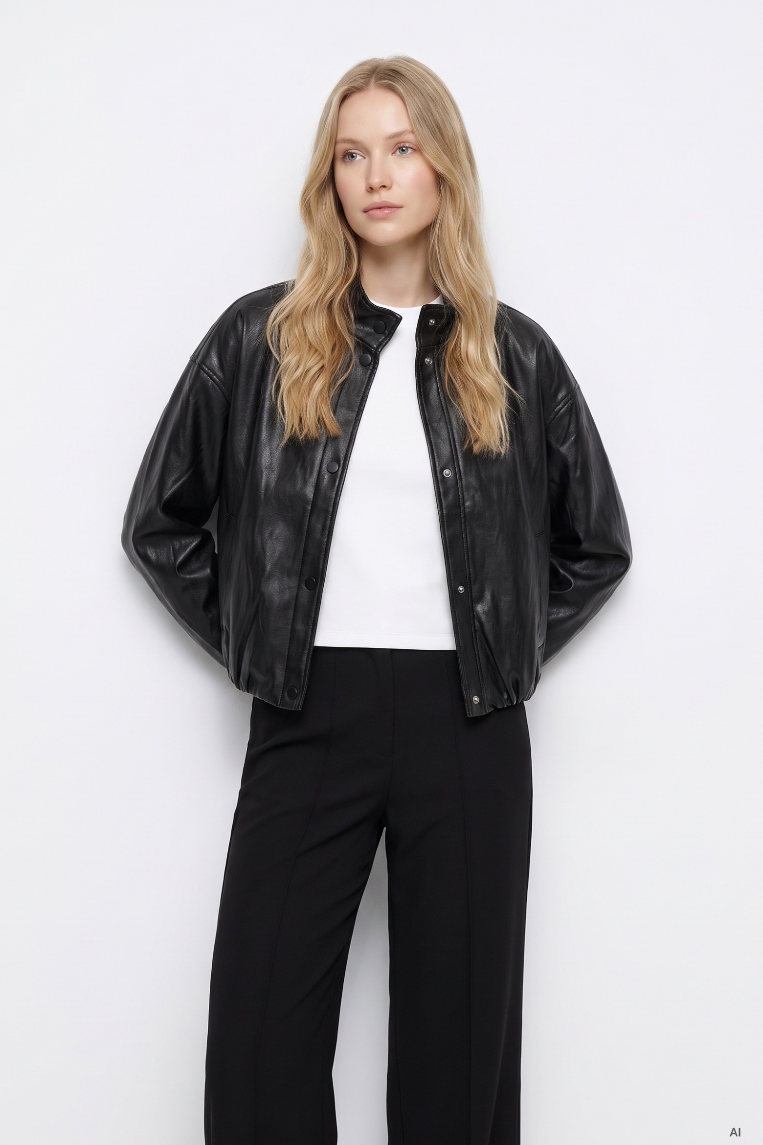 Casaco preto estilo bomber